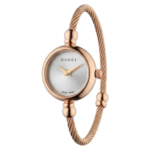 Gold Gucci cable bangle silver dial