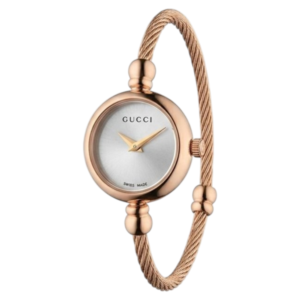 Gold Gucci cable bangle silver dial
