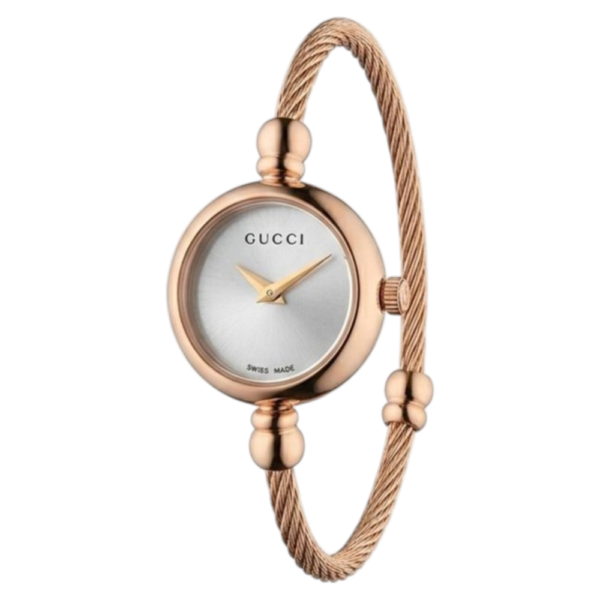 Gold Gucci cable bangle silver dial