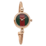 Gold Gucci 2700L green-red dial watch