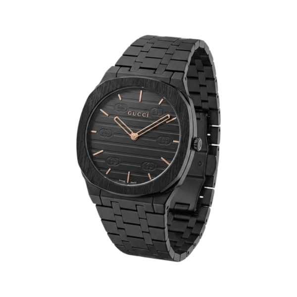 Gucci 25H Black Textured Dial