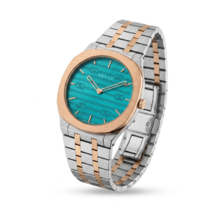 Gucci 25H Gold Blue Dial