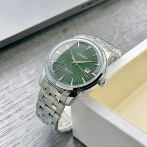 Green dial stainless steel automatic watch